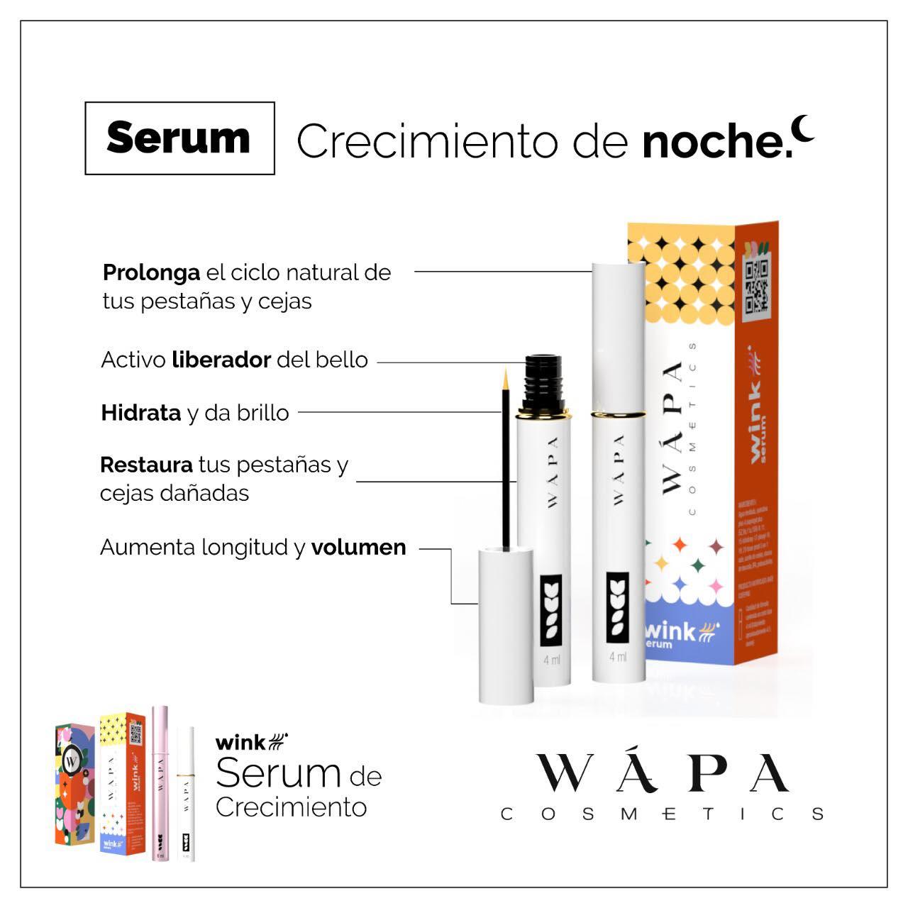 Wink Serum; crecimiento de pestañas y cejas - Wápa Cosmetics